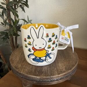 MIFFY By Magenta Yellow Interior Bunny On A Bike w/ Spring Flowers Ceramic Mug